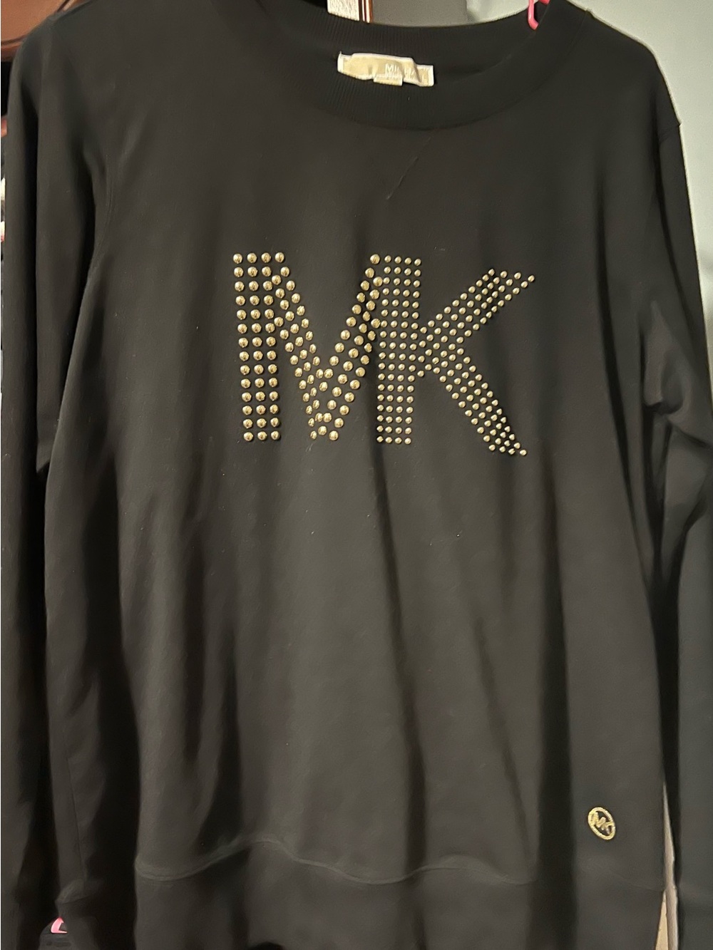 Michael Kors Black Sweatshirt with Gold Studded MK Logo